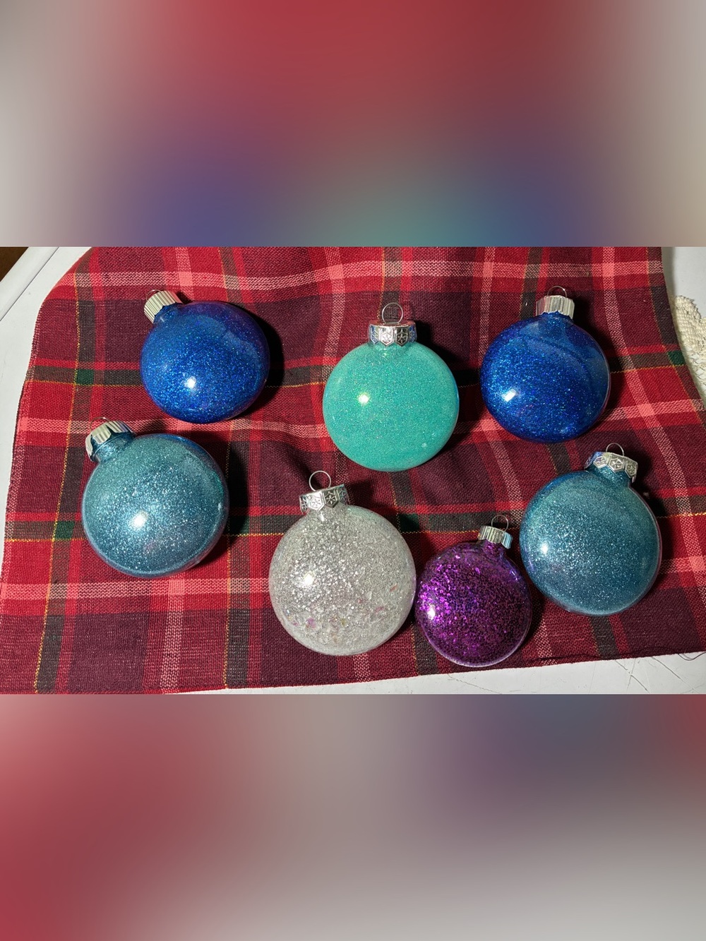Glitter Shimmer Holiday Ornaments - Multi Color Set 6-3”. 1-2.5”